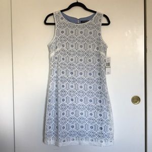 Sharagano ivory and light blue dress